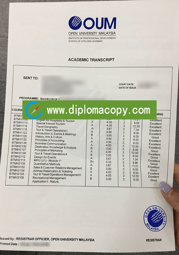 OUM transcript for sale