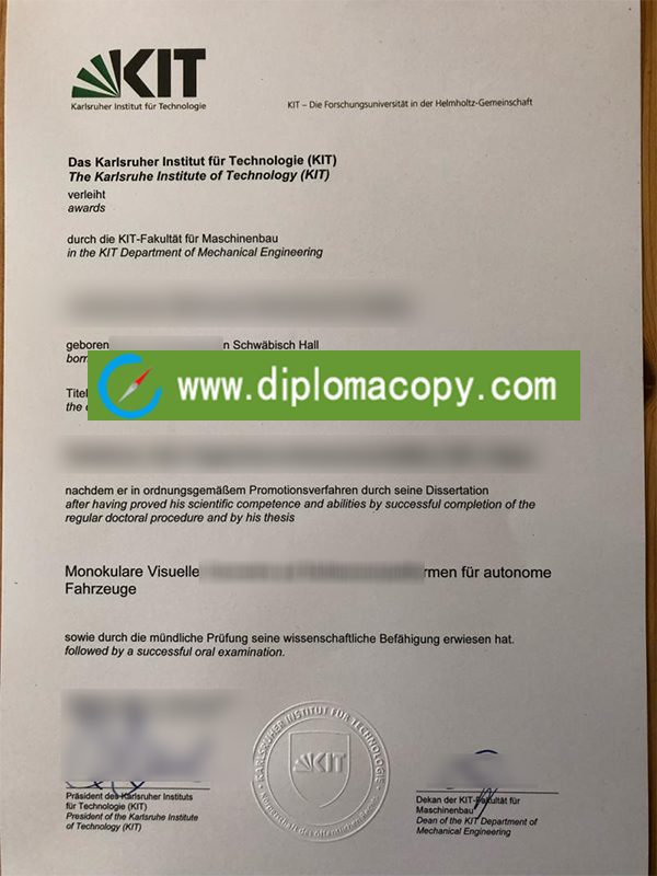 Karlsruhe Institute of Technology diploma, KIT degree