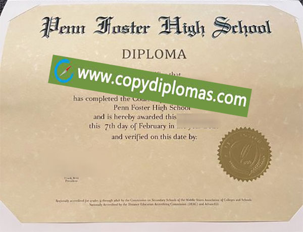Penn Foster High School degree, Penn Foster diploma